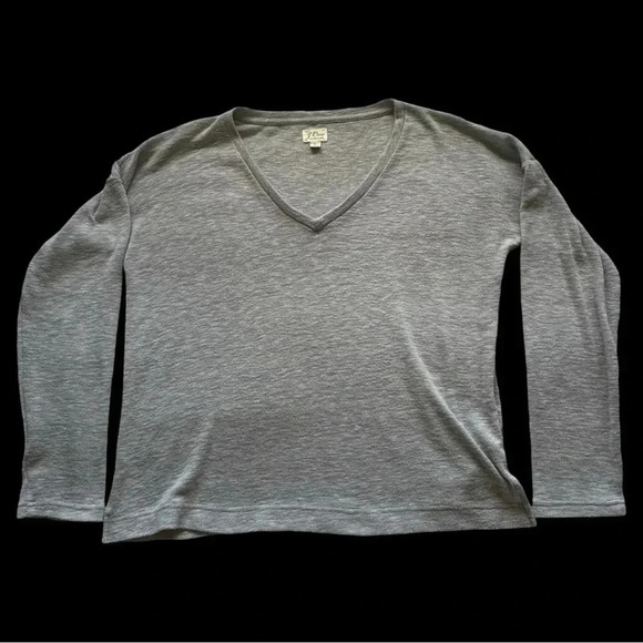 J. Crew Vintage Fleece Women's Gray V Neck Long Sleeve Sweater Top Size Large - Picture 6 of 13